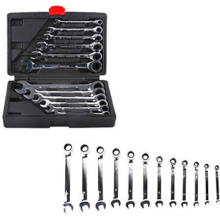 Kedia Juego de llaves combinadas | 25 piezas | SW 8-19 mm, llave combinada, llave de carraca con caja de almacenamiento (cabeza fija)