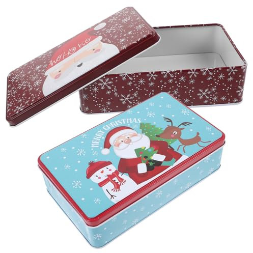 BUGUUYO 2stücke Weihnachtsmann Rechteckig Aus Weißblech Stabile Candy-box Für Weihnachten Und Party Handliche Aufbewahrungsbox Für Süßigkeiten Kekse Schmuck Leicht Zu Reinigen