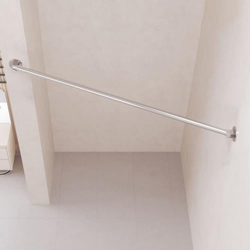 Gerade Duschvorhangstange Ohne Bohren, Dehnbare 304 Edelstahl Eck-Bad Vorhangstange, 180 Grad Verstellbarer Drehsockel, Als Duschstange, Kleiderstange Oder R(Size:30-50cm(11.8-19.7in),Color:silber)