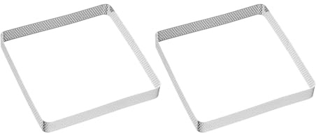 QUARKZMAN 2 Cercles à Gâteau Perforés 5,51 en Acier Inoxydable Carré, Cercle à Tartelette Antiadhésif Poli, Cercle à Mousse Épaissi pour Desserts, Outil de Pâtisserie pour Gâteau