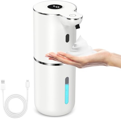 LOFICOPER Seifenspender Automatisch, 380ml Elektrischer Soap Dispenser mit Sensor Infrarot, 3 Einstellbare Stufen, USB Wiederaufladbar,IPX5 Wasserdicht, für Bad, Küche, Toilette