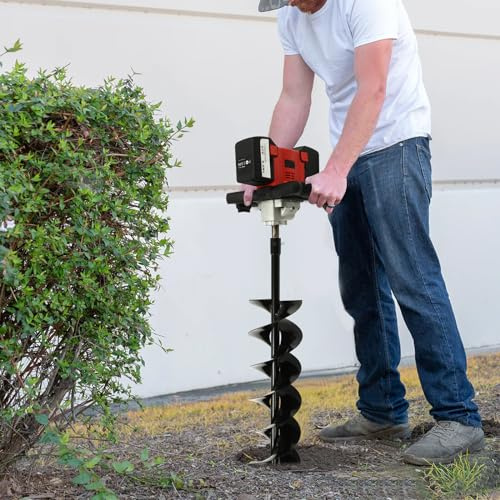 Fridgestea 6-Speed Electric Earth Auger 1200r/min, 2000W Cordless Post Hole Digger with 150mm Bit, Battery-Powered Auger 18A Li Solo Post Hole Borer for Fence Posts/Trees/Decks (Battery Included)