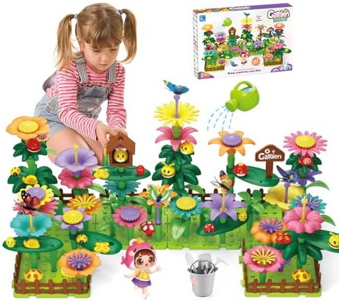 KBIBCK 191 Pièces Jouets de Construction de Jardin de Fleurs, Jouet de Création de Jardin Fleuri, Jouet de Construction de Jardin à Fleurs, Montessori Éducation Jouet Cadeau pour Filles et Garçons