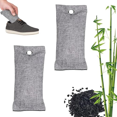 lrgnixs Bamboo Activated Charcoal Odour Absorber, 2 Pack Shoe Freshener & Deodoriser Fridge Odour Eliminator,Charcoal Air Purifying Bag for Home,Air Fresheners for Room Shoe Car
