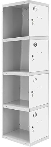 PROREGAL Spind AMEGO | HxBxT 180x40x50cm | 4 Abteile | Anbaumodul | Grau-Weiß | Schließfach Garderobe