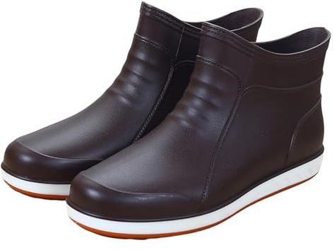 Generiska regnstövlar män kvinnor: gummistövlar korta trädgårdsskor vattentäta ankelstövlar slide arbetsstövlar slip-on slip-on slip-on stövlar enfärgade segelstövlar lätta bekväma herrstövlar