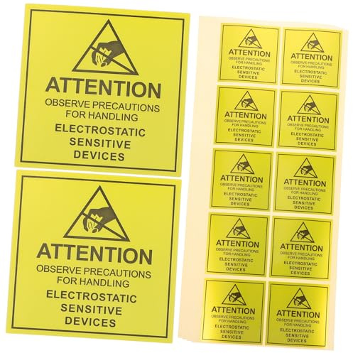 AUTSUPPL Etichette Adesive Segnale di Sicurezza Adesivo di Avvertimento Elettrostatico 450 50x50mm per Dispositivi Statici per Uso Industriale e Laboratori