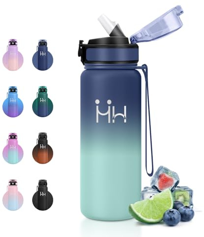 Isolierflasche 750ml Edelstahl, Thermosflasche mit Strohhalm, Isolierflasche Doppelwandig, BPA-Frei, Trinkflasche Kohlensäure Geeignet, Wasserflasche Sport für Maedchen, Junge, Laufen, Büro, Gym