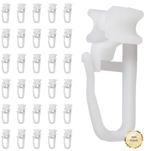 100 feltrini a X per binari per tende, con ganci pieghevoli, per 6 mm di dimensioni standard