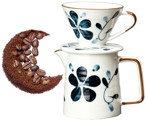 XineYuor Pour Over Juego de cafetera, filtro de café de porcelana, cafetera de cerámica, goteo manual, gotero de café para el hogar, cafetería, restaurante