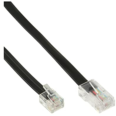InLine 18648 câble de téléphone 10 m Noir - Cables de téléphone (10 m, RJ45, RJ12, Noir, Male connector / Male connector, Plat)