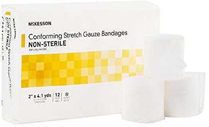 McKesson Conforming Stretch Gauze Bandages, Non-Sterile, 2 in x 4 1/10 yds, 12 Count