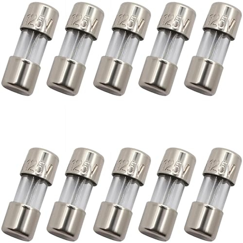 SIXQJZML 10 Pack F2.5AL Fast-Blow Mini Fuse 2.5A 2.5amp 125V Glass Fuses 0.14 x 0.39 inch / 3.6 x 10 mm (125Volt) (F2.5A)