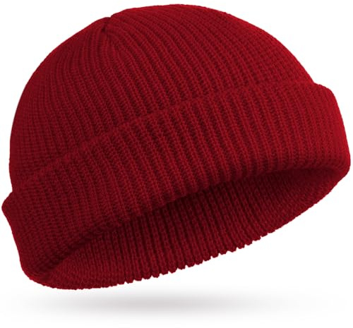 SATINIOR Berretto Trawler Watch cap Arrotolato Bordo Cappello Invernale Berretto Watch cap Unisex (Vino Rosso)