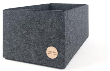 voigtdesign Box FILZ Aufbewahrung Ordnung Schubladenbox Regalbox Schrankbox Korb 8 Größen (G3 - 29x15x12cm, anthrazit meliert)