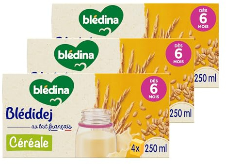 Blédina Blédidej - Céréales bébé Lactées Céréales - Dès 6 Mois - 12 briques de 250mL