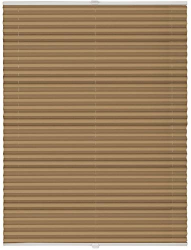 ondeco Plissee Klemmfix auf Maß für alle Fenster innen, ohne Bohren, Montage Klemmträger Sonnenschutz Sichtschutz Rollo Blickdicht Cappuccino B: 30-40 cm, H: 40-100 cm