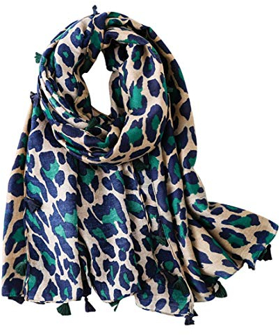 FAIRYGATE Damen Schal Leopardenmuster Warmer Halstücher mit Fransen Übergroßer Tücher Grün 19228
