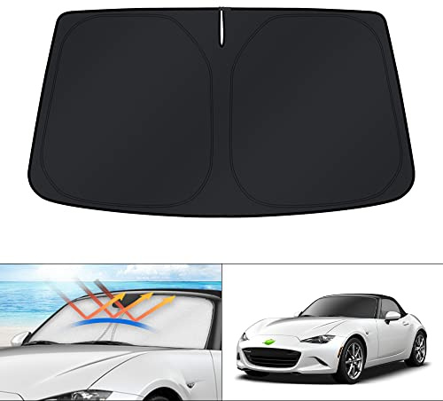 KUST Pare-soleil de pare-brise pour cabriolet Mazda MX-5 Miata 2016-2024 2025 MX5, pliable, bloque les rayons UV et garde plus frais le véhicule