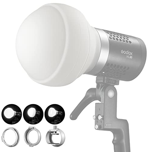 Godox ML-CD15 Diffusionskuppel Kit (3 Adapterringe Enthalten) Faltbares Diffusor Dome,Blitzlichtdiffusoren für ML30 ML30Bi ML60 ML60Bi V1S V1C V1N V1O V1F V850III V860III TT685II AD100/200/300/400Pro