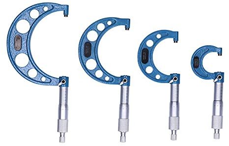 Micrometer Set, 4Pcs Outside Micrometer Flexible Application Metal High Accuracy for Measurement Of High‑accuracy Products