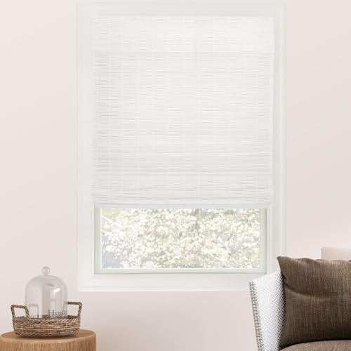 CHICOLOGY Bamboo Roman Shades – Kundenfavorite Lichtfilter-Rollos für Fenster, Premium-Qualität, ideal für Zuhause, Schneewittchen, 88,9 cm B x 162,6 cm H