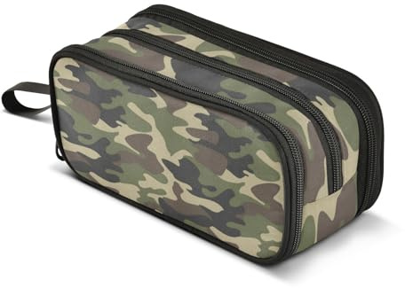 ISAOA Big Capacity Pencil Cases Brown Army Camouflage Pouch Bag Large Pen Bag Stationery Bag for Girls Boys Adults Student