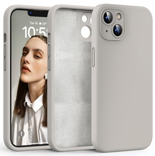 HATOSHI für iPhone 13 Hülle, Silikon Anti-Rutsch Kratzfestes Stoßfest Handyhülle für iPhone 13 Schutzhüll, Steingrau