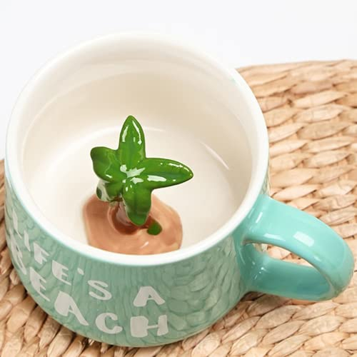 Arawat Baum Tasse 3D Tassen mit Kokosnuss Figur Innen 350 ml Kokosnuss Mug mit Löffel Kokos Geschenk Cute Kaffee Tee Becher Geschenke Kokosnuss Cup Geburtstagsgeschenk für Freundin Frauen