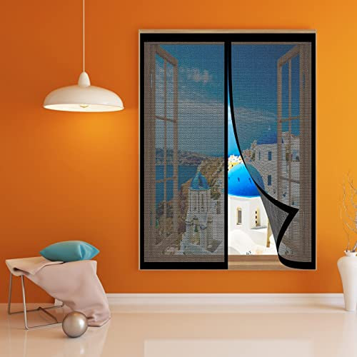 Insektenschutztür Fliegenschutz 80 x 200 cm Insektenschutz Fenster Kein Stanzen Erforderlich Easy Install Fenster-Fliegengitter Für Alle Fenster Bis, Schwarz