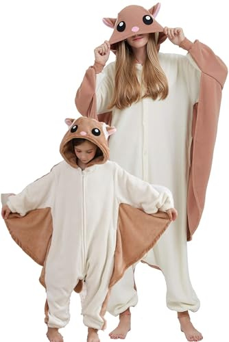DarkCom Unisex Flying Squirrel Onesie Halloween Costume Animal Pajama 4-5T