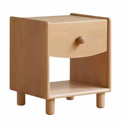 KHDONT Rectangular Simple Night Stand Modern European Beech Small Side Table Bedroom All Solid Wood Assembled Children's Bedside Small Cabinet Slim Nightstand