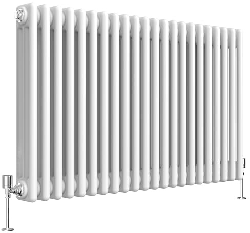 Heilmetz Triple Column Radiator 600 x 1190 mm White | Horizontal Design Radiator, 5258 BTU / 1541 W, G1/2 Connections, Cast Iron Style for UK Central Heating
