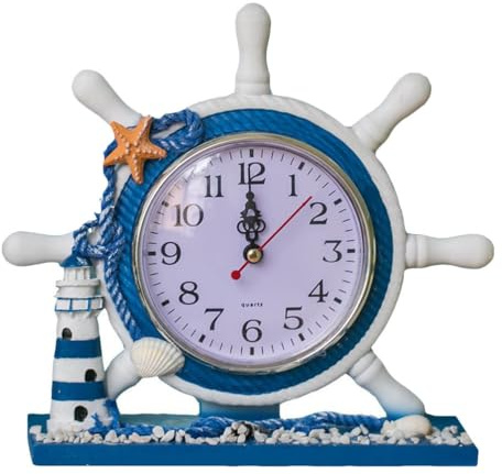 Cabilock 1Stk nautische Tischuhr Wohnzimmerdekor nautische schleichende Uhr Leise Bürodekoration Vintage- Haushaltsuhr Uhr im maritimen Stil Segelboot schmücken Nachttisch Leuchtturm
