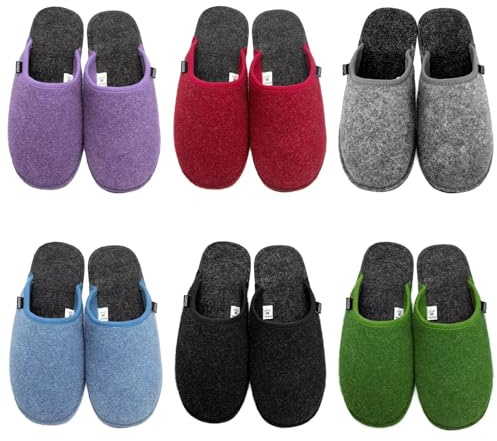 GURGER House Slippers for Guests Indoor Hotel Non-Disposable Washable Non-Slip Felt Slippers Set for Spa, Party Guest and Travel, 6 Pairs Multicolor