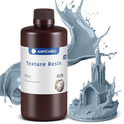 ANYCUBIC 14K Texture Resin, UV 405nm Hochpräzises 3D Resin, Grau 1000g | Mattes Finish, Geruchsarm, Leicht zu reinigen, Geeignet für verschiedene Miniaturszenen