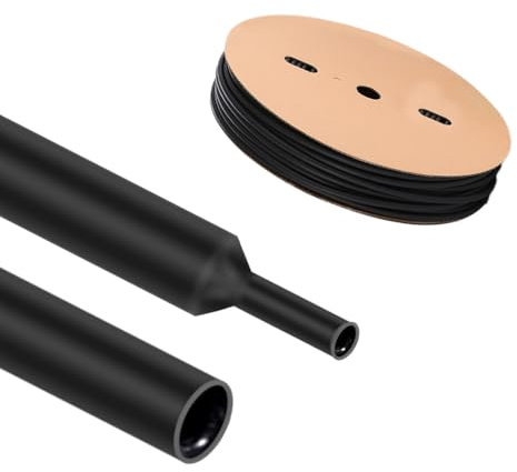 AEIOPRS 1 Pcs Schrumpfschlauch Schrumpfschlauch mit Kleber 4:1 Schrumpfschläuche Wasserdicht Heat Shrink Tube Schwarz für Kabelisolierung Markierung Kabelbündelung Reparaturen 20mm x 2m