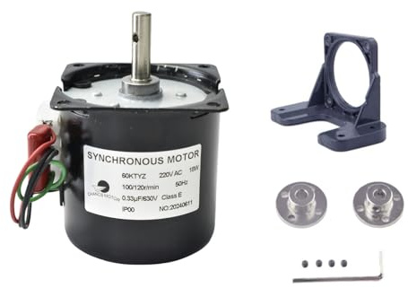 CHANCS 60KTYZ 220V 100/120RPM Moteur à engrenage synchrone à aimant permanent CW/CCW avec support fixe et accouplement à bride