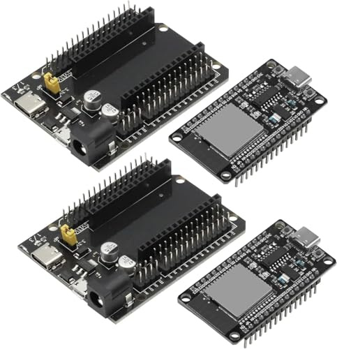 Binghe ESP-32 Type-C USB CH340 Development Board + 30-Pin V1 Power Supply Board 2.4 GHz WiFi Bluetooth Dual Core Compatible ArduinoIDE/mixly/mind+/Python (2 PCS)