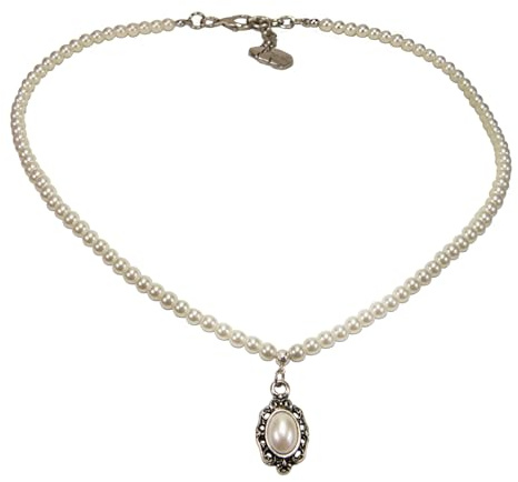 Alpenflüstern Perlen-Trachtenkette Trachtenstein - Damen-Trachtenschmuck Dirndlkette (creme-weiß) DHK343