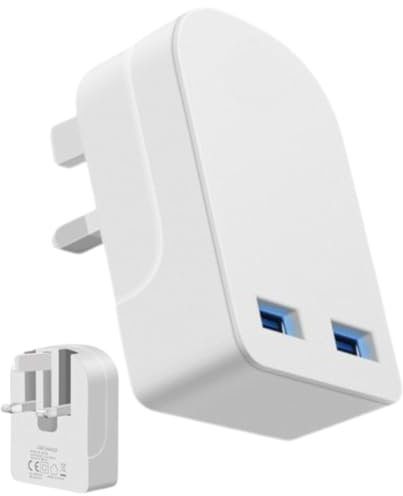 Electoys Double USB Charging Plug | Foldable USB Plug Charger | Travel Folding Dual Port Wall Charger 3.0-5V 3A | Universal Phone Fast Charging Adapter | Compatible with iPhone Samsung Kindle Huawei