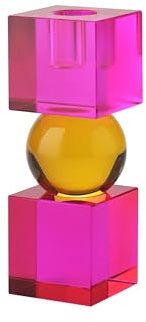 Gift Company Sari, Kristallglas, Kerzenhalter, Kugel, 2 Cubes, pink/orange, gs, 5x14x5cm