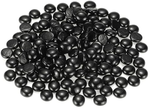 M METERXITY Perline Vetro Rotondo Alto Lustro, Gemme Vetro, Ciottoli Vetro, Rocce Vetro Pesci/Vasi/Fuochi/Crafts/Acquari/Decorazioni Giardino 18-22mm, 550g/1.21-Libbra [Nero]