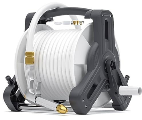 Carrello portatile per avvolgitubo da giardino, montaggio a parete con pistola ad acqua ad alta pressione, strumenti per irrigazione domestica, per la pulizia del pavimento e l'organizzazione del tubo