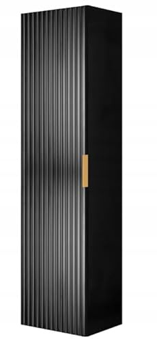RODAN Badezimmerschrank Schmal mit 3 Ablagen Badschrank Hochschrank 136 cm | Badschrank Schmal mit Soft-Close, Schwarz Farben, Hängeschrank Bad Modernes Design für stilvolle Räume