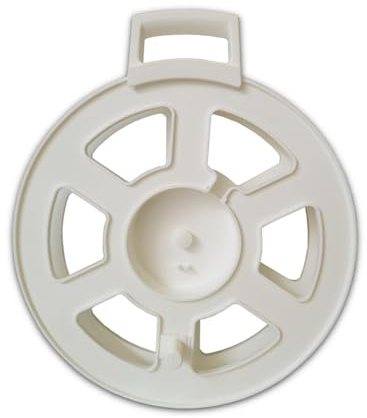 Flat Hose Storage Reel, 20 Meter Capacity, 30mm Wide, White, for Motorhome Caravan Campervan