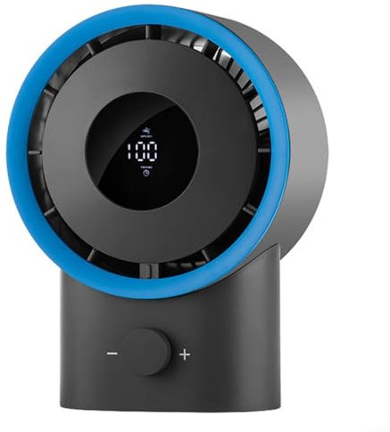 VRTYVEYBB Ventilatore da tavolo – Potente flusso d'aria, batteria ricaricabile 4000 mAh, display digitale, impostazioni a 100 velocità, design compatto, rosso/blu/albicocca, 21,4 x 15,4 x 10,4 cm