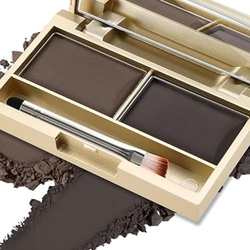 2-Colour Eyebrow Palette – Multi-Purpose Use for Eyeshadow Hairline & Contour – Waterproof & Long-Lasting – Compact & Portable Brow Kit – Dark Brown Powder for Natural Finish