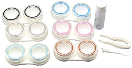 PERSELOSO 6piezas Contenedor De Lentes De Contacto Estuche Compacto con Pinzas para Bolsos y Mesas