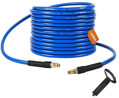 15M Azul manguera de Alta Presión Compatible con Karcher K2 K3 K4 K5 K6 K7, Manguera de Alta Presión 180Bar con Conector Rápido,Ideal para Lavar Coches, Jardines, Fachadas y Suelos